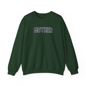 MOTHER Oversized Pullover Crewneck Sweatshirt, Gifts for Mom, Baby Shower Gifts, Lilac on Hunter Green, Mother's Day Gift