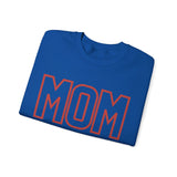 MOM Crewneck Sweatshirt, Red on Blue