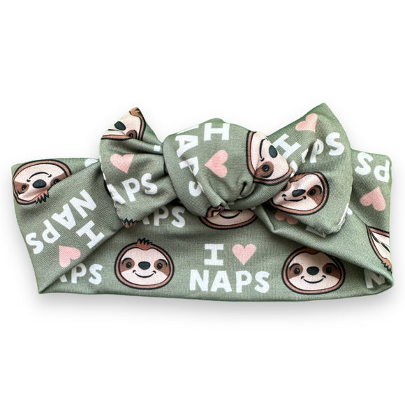 I Love Naps Sloth Bow
