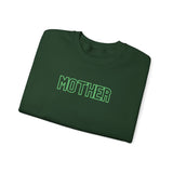 MOTHER Oversized Pullover Crewneck Sweatshirt, Gifts for Mom, Baby Shower Gifts, Neon Green on Hunter Green, Mother's Day Gift