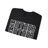 MOTHER on Repeat Oversized Pullover Crewneck Sweatshirt, Gifts for Mom, Baby Shower Gifts, White on Black, Mother's Day Gift