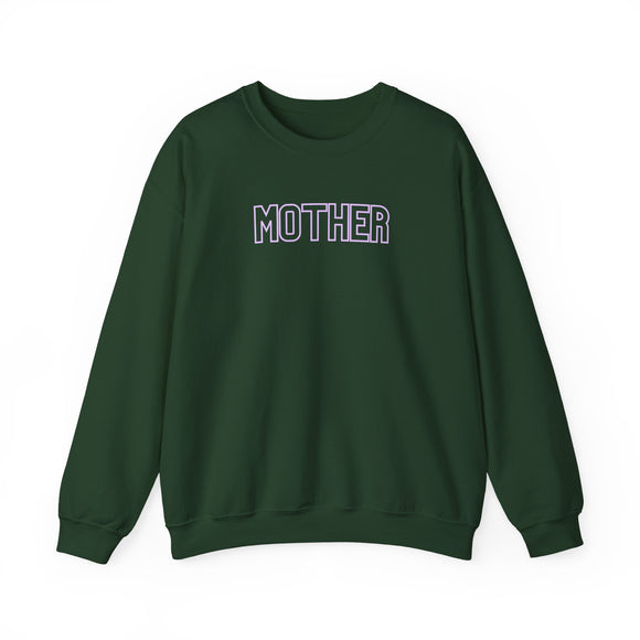 MOTHER Oversized Pullover Crewneck Sweatshirt, Gifts for Mom, Baby Shower Gifts, Lilac on Hunter Green, Mother's Day Gift