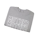 MOTHER on Repeat Oversized Pullover Crewneck Sweatshirt, Gifts for Mom, Baby Shower Gifts, White on Gray, Mother's Day Gift