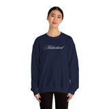 MOTHERHOOD Oversized Pullover Crewneck Sweatshirt, Gifts for Mom, Baby Shower Gifts, Light Blue on Navy, Mother's Day Gift