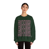 MOTHER on Repeat Oversized Pullover Crewneck Sweatshirt, Gifts for Mom, Baby Shower Gifts, Pink on Hunter Green, Mother's Day Gift