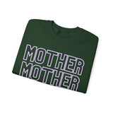 MOTHER on Repeat Oversized Pullover Crewneck Sweatshirt, Gifts for Mom, Baby Shower Gifts, Lilac on Hunter Green, Mother's Day Gift