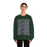 MOTHER on Repeat Oversized Pullover Crewneck Sweatshirt, Gifts for Mom, Baby Shower Gifts, Lilac on Hunter Green, Mother's Day Gift