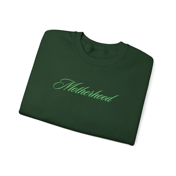 MOTHERHOOD Oversized Pullover Crewneck Sweatshirt, Gifts for Mom, Baby Shower Gifts, Green on Green, Mother's Day Gift