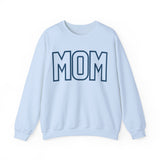 MOM Navy on Light Blue Oversized Pullover Crewneck Sweatshirt
