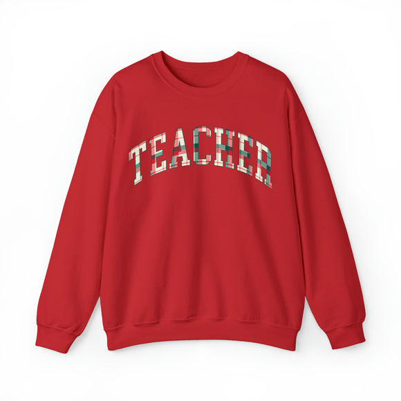 Teacher Plaid Crewneck Sweatshirt