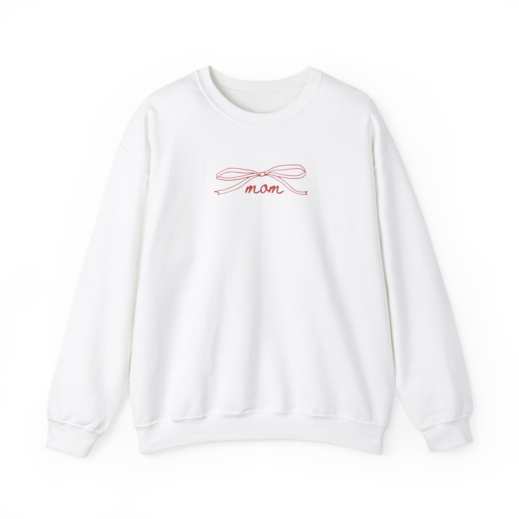 Red on White MOM Pullover Crewneck Sweatshirt – Knotties