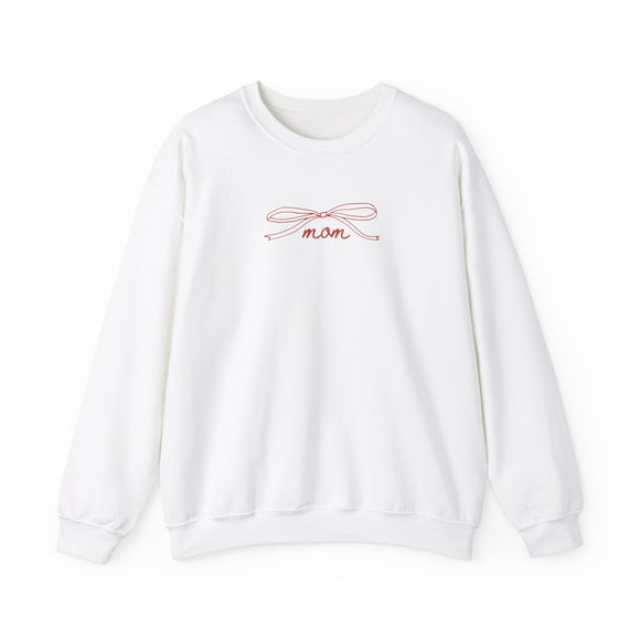 Red on White MOM Pullover Crewneck Sweatshirt