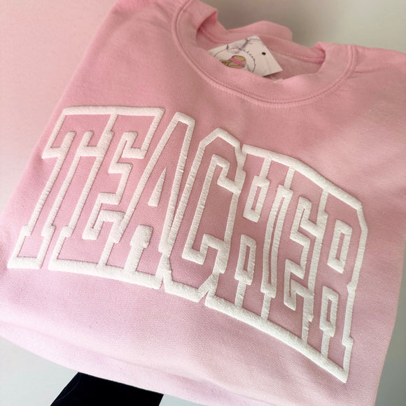 PUFF TEACH Pink Crewneck Sweatshirt