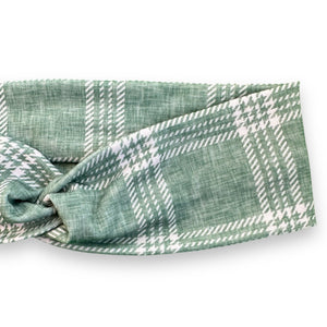 Sage Plaid Knotties Headband