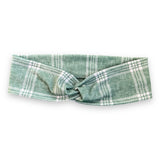 Sage Plaid Knotties Headband