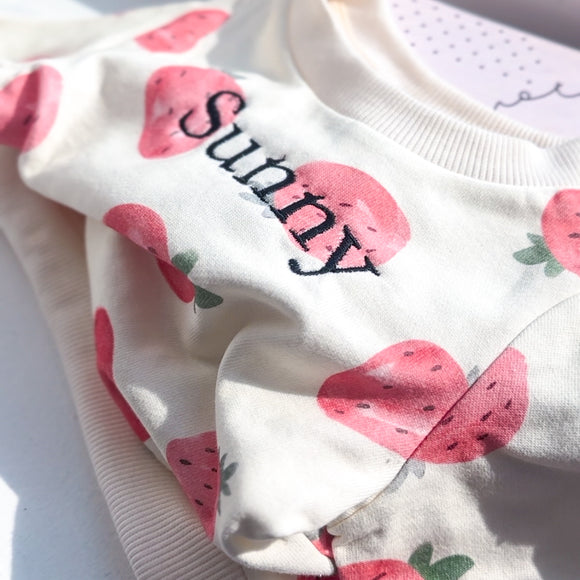 Custom Strawberry Embroidered Infant Crewneck Sweatshirt