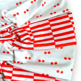 Red Horizontal Checkered Stripes Knotties Headband