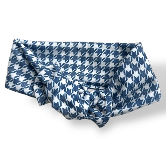 Navy Houndstooth Bow