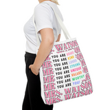 Custom Name Positive Affirmations Teacher Tote Bag