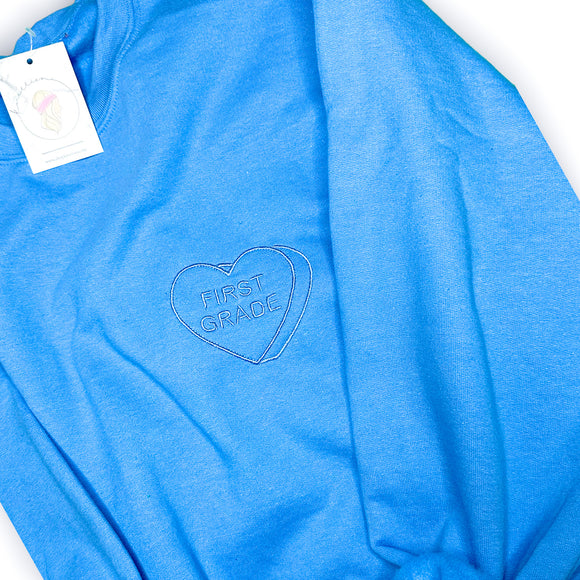 Periwinkle Candy Heart Sweatshirt
