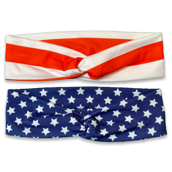 American Flag Knotties Headband Set