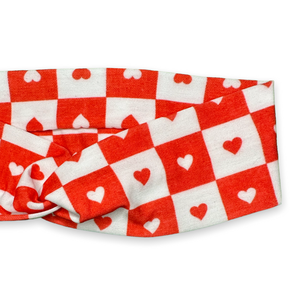 Checkered Hearts Knotties Headband